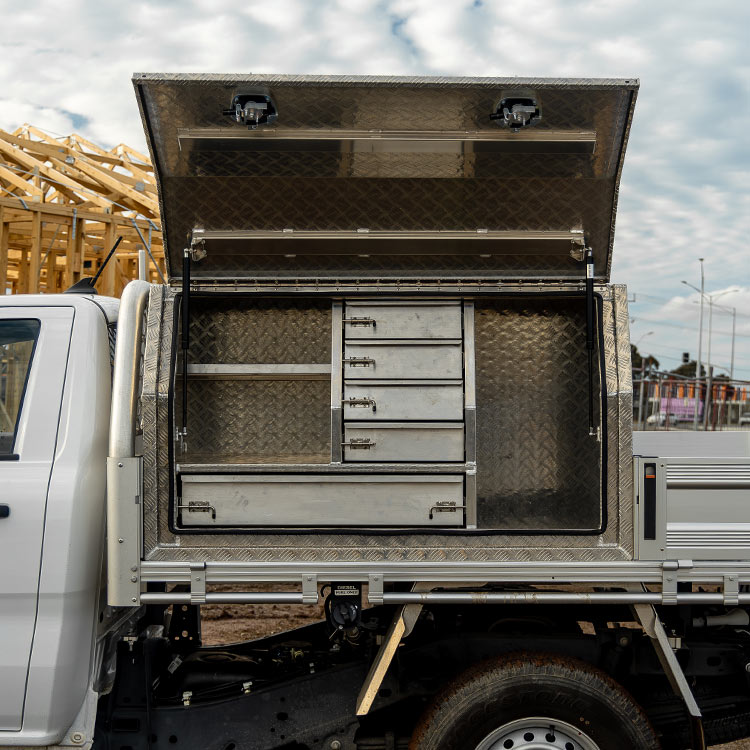 TUS Offroad Tradie Series 1400mm Side Opening Tool Box w/ Internal Drawers - White (view 3)