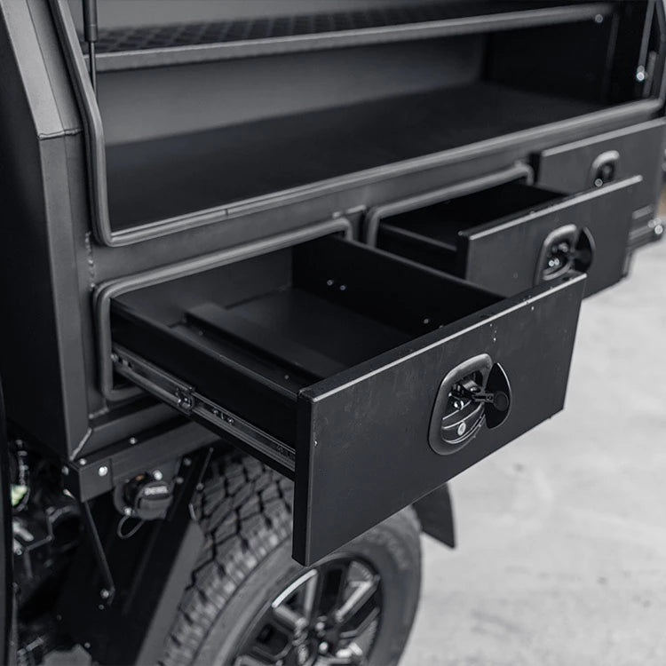 TUS Offroad Tradie Series 1800mm 3/4 Side Opening Tool Box w/ 3 External Drawers - Checkerplate (view 3)