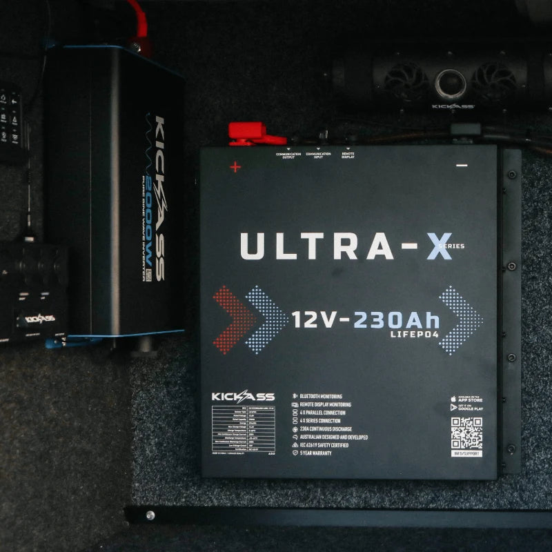 KickAss Smart 12V 230Ah Ultra-X Lithium Slimline Deep Cycle Battery LiFePO4