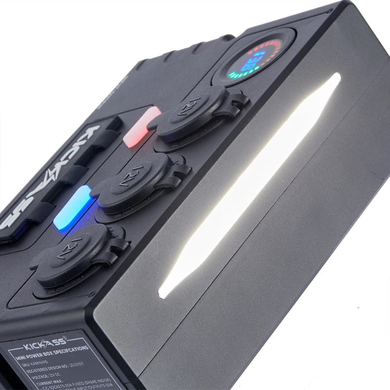 KickAss 12V Mini Control Box with 2 x Anderson, 6 x USB & 3 x Cig Sockets