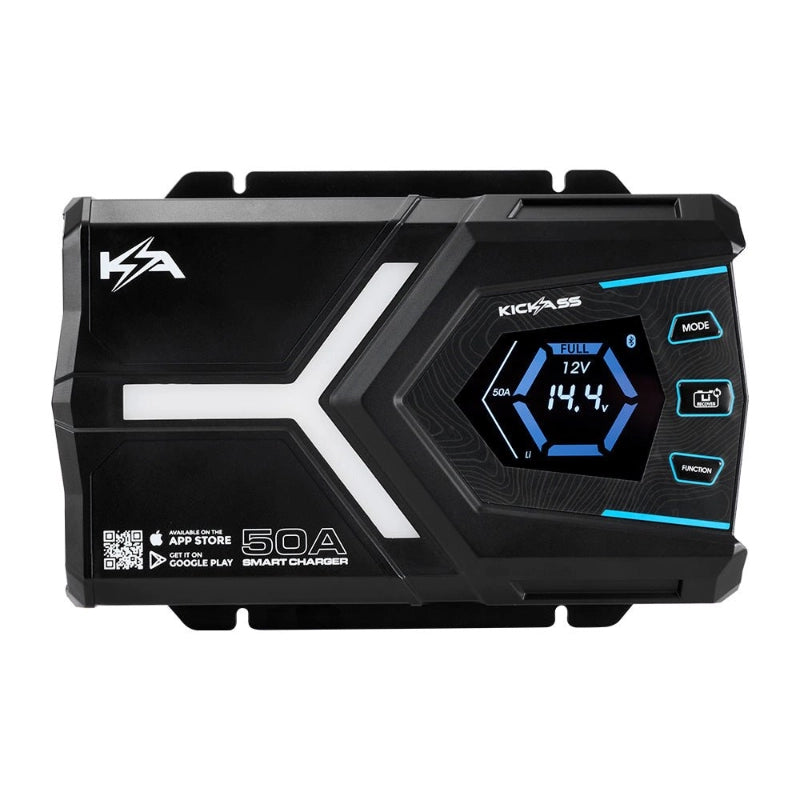KickAss Flexicharge 12V 50A ACDC Smart Battery Charger For Lead Acid, AGM & Lithium Batteries + Integrated Bluetooth