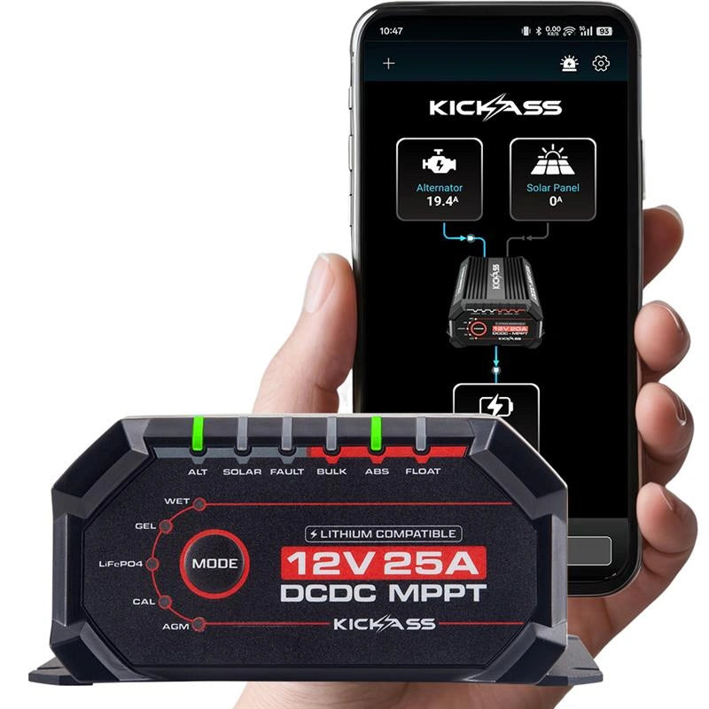KickAss Smart 12V/24V 25A DCDC Charger With Solar MPPT + Integrated Bluetooth + Pre-Wired Anderson