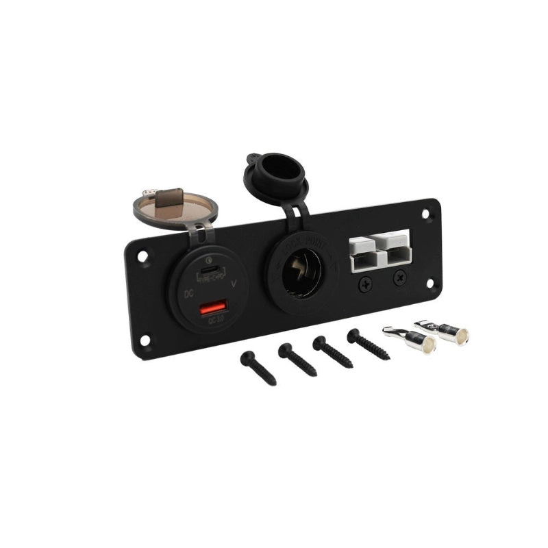 KickAss 3-in-1 Flush Mount - 10A Cigarette Socket, 50A Anderson Socket, USB A 3.1 & USB C 45W