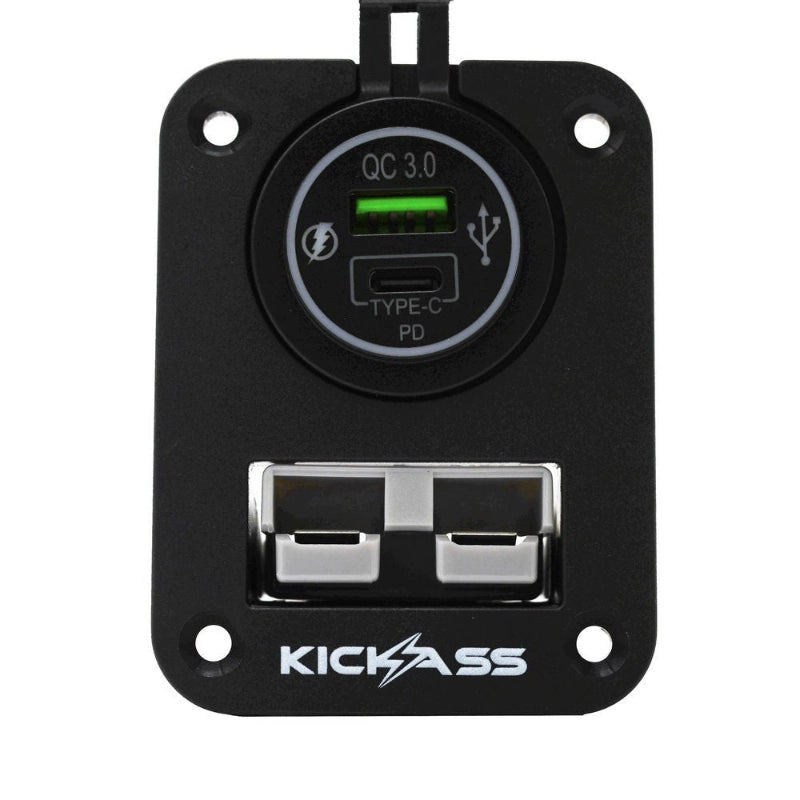 KickAss Double Flush Mount Housing - 50A Anderson Style Plug (USB A+C)
