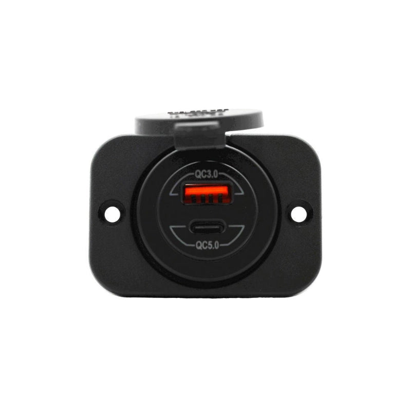 KickAss 12V/36W - 24V/100W Dual Quick Charge 3.0 PD USB-C Charging Outlet - Flush Mount